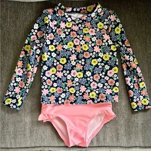 Carter’s 3T Rashguard Swimsuit Set, Floral + Pink